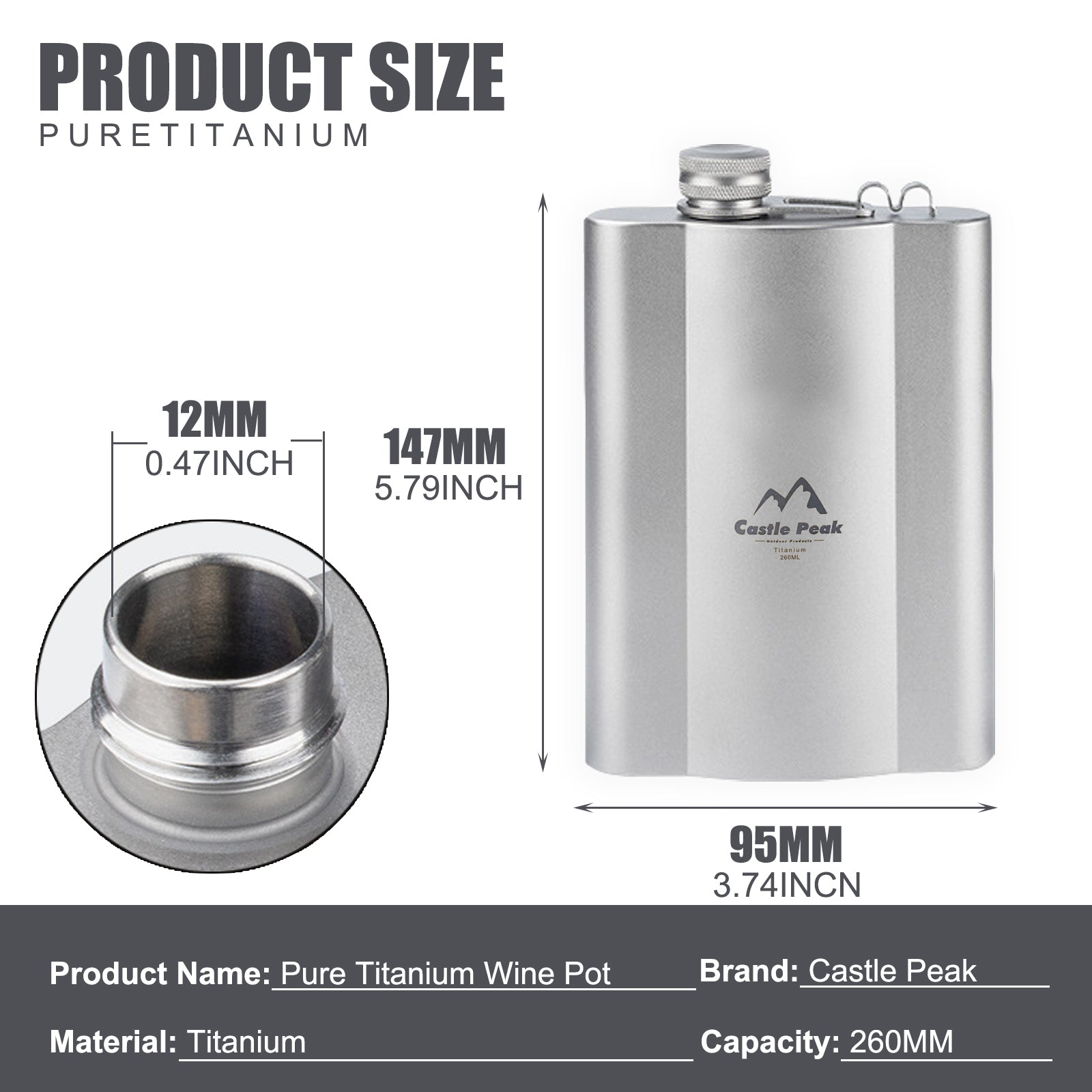 Titanium alloy hip flask