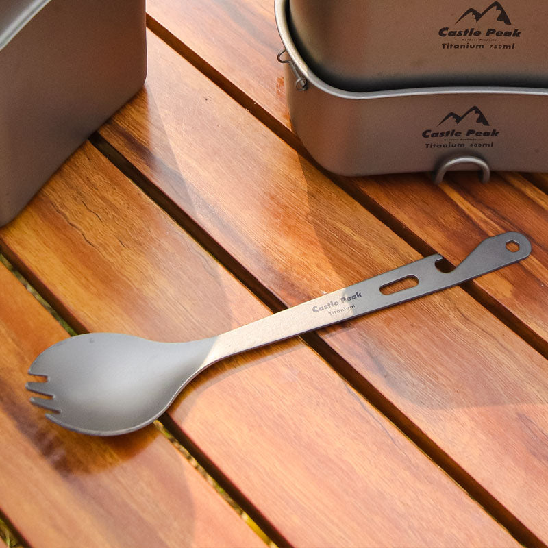 Titanium alloy bottle opener, fork, and spoon