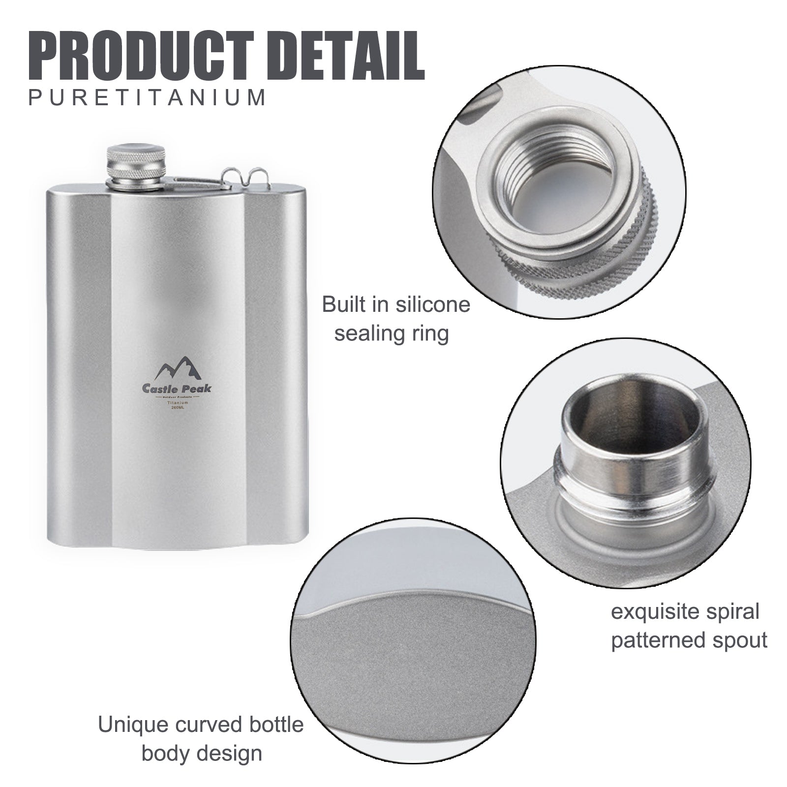 Titanium alloy hip flask